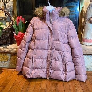 Tommy Hilfiger Pink/Mauve Puffer Jacket with Faux Fur